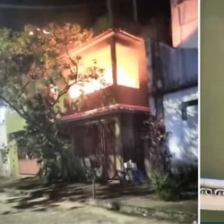 Homem chegou a desmaiar e foi resgatado pelos bombeiros; segundo testemunhas, vítima teve queimaduras no braço, no peito e na perna