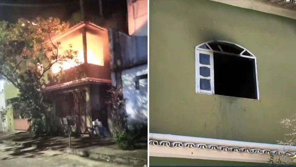 Homem chegou a desmaiar e foi resgatado pelos bombeiros; segundo testemunhas, vítima teve queimaduras no braço, no peito e na perna