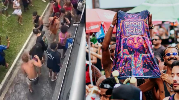 Primeiro bloco de Psytrance de Vitória reuniu DJs e foliões no Centro de Vitória e transformou o temporal em parte da festa nesta segunda-feira (16)