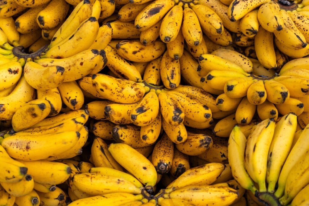 Com menor teor de açúcar e boa resistência ao calor, a banana-prata é versátil tanto para lanches quanto para bolos e tortas (Imagem: Luis Echeverri Urrea | Shutterstock)
