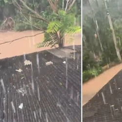 Chuva intensa durou cerca de 30 minutos e provocou queda de árvores, segundo a Defesa Civil Municipal