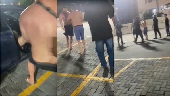 Militar puxou a companheira, que também é policial, de dentro do carro pelas pernas e ela caiu do veículo, batendo com a cabeça no chão; veja o vídeo