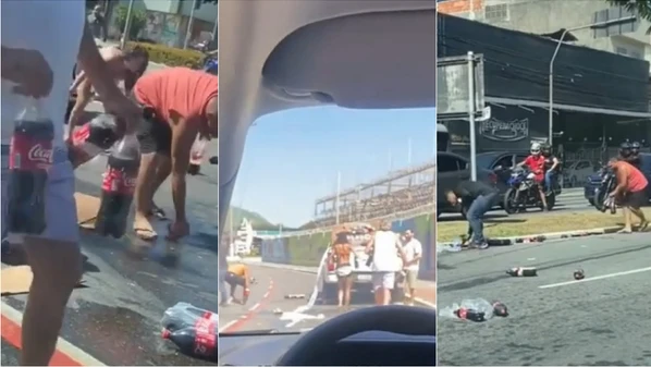 Episódio foi testemunhado por jovem que seguia pela Avenida Nossa Senhora dos Navegantes, na Enseada do Suá; caso nas redes ganhou milhares de visualizações e comentários positivos