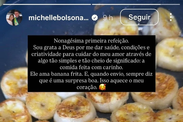 Michelle Bolsonaro publicou imagem fritando banana nas redes sociais