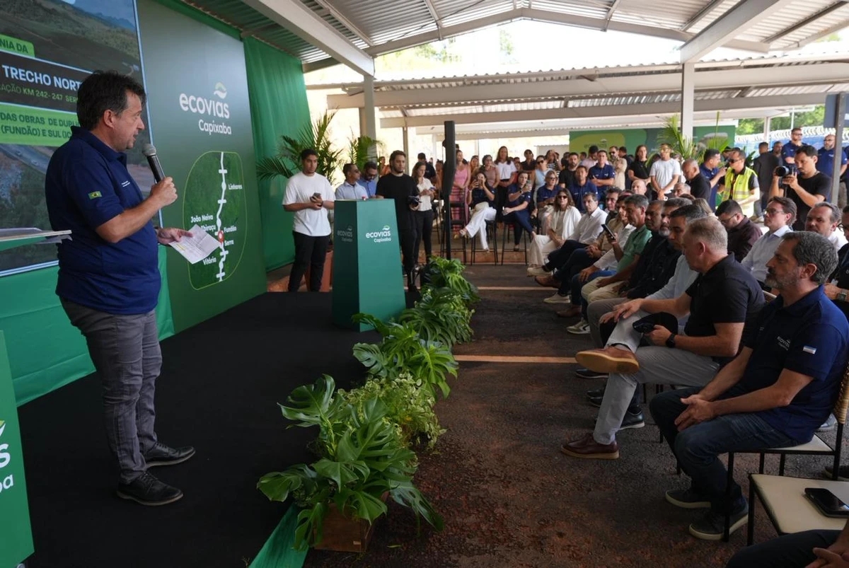 Diretor-presidente da Ecovias Capixaba, Roberto Amorim, durante inauguração de duplicação da BR 101, na Serra