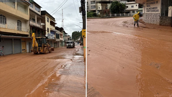 A água já havia escoado na manhã desta quinta-feira (26), mas as ruas ficaram tomadas por lama. A prefeitura organizou equipes para a limpeza