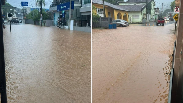 Alagamento no Centro da cidade atingiu alguns imóveis na sexta-feira (27), mas não foram registrados danos