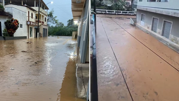 Nível do Rio Iconha subiu 3,5 metros e água atingiu três ruas na região central da cidade