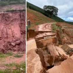 Ponte caiu na localidade de Santa Rosa e oito pessoas deixaram suas casas por precaução; município saiu do risco moderado neste sábado (28)