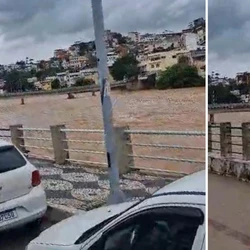 Com 2,18 metros na manhã deste sábado (28), nível do rio coloca município em Nível 3 de Emergência, segundo a prefeitura