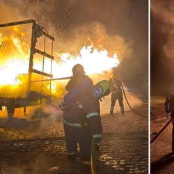 Incêndio ocorreu na descida da Serra da Boa Vista; bombeiros usaram espuma química para conter as chamas e evitar que o tanque de combustível fosse atingido