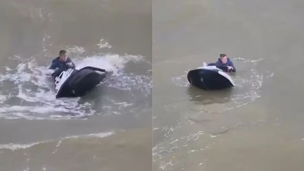 André Ferri estava com outros 11 amigos quando percebeu que o mar estava agitado demais e precisou salvar dois homens que caíram dos veículos náuticos