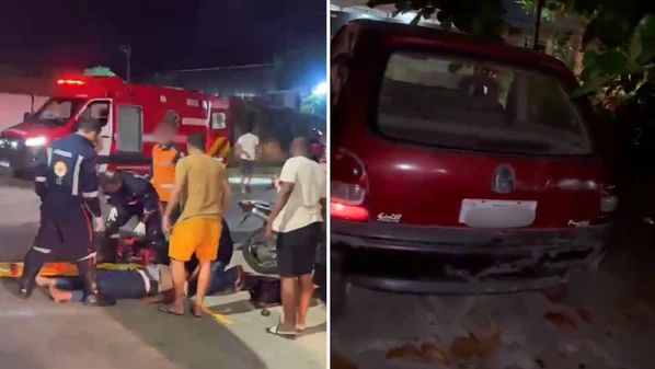 Uma das vítimas sofreu lesão grave e a outra teve ferimentos leves; carro foi encontrado a 15 metros do ponto da colisão