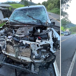 Quatro pessoas estavam na Toyota Hilux quando a batida aconteceu; uma grávida passou mal e foi socorrida pelo Samu/192