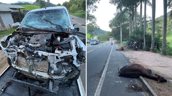 Quatro pessoas estavam na Toyota Hilux quando a batida aconteceu; uma grávida passou mal e foi socorrida pelo Samu/192