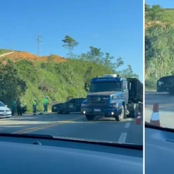 Batida aconteceu na manhã desta quinta-feira e provocou interdição parcial da pista no sentido Rio de Janeiro