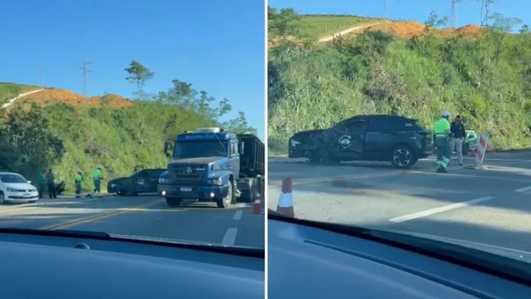 Batida aconteceu na manhã desta quinta-feira e provocou interdição parcial da pista no sentido Rio de Janeiro