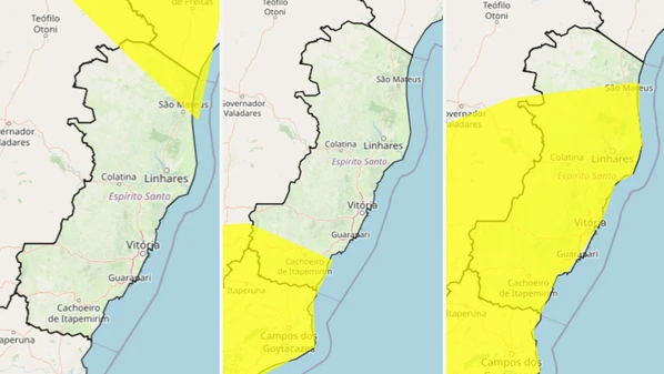 Na escala do Inmet, os avisos são de menor grau de severidade e se prolongam entre quinta-feira (5) até sábado (7); confira as regiões impactadas
