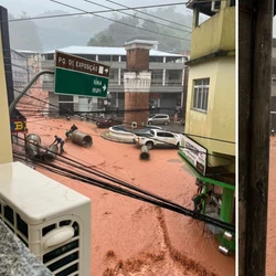 Centro da cidade foi afetado pelo transbordamento de um córrego, já o distrito Menino Jesus ficou alagado após a cheia do Rio Norte