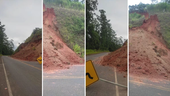 Terra tomou uma das pistas da rodovia que liga o Centro de Castelo à localidade de Monte Vênus; Defesa Civil acionou o DER-ES para avaliação da área