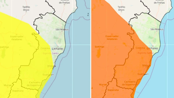 Avisos valem até a noite de terça-feira (10) e preveem chuva de até 100 milímetros por dia e ventos de até 100 km/h em parte do Estado