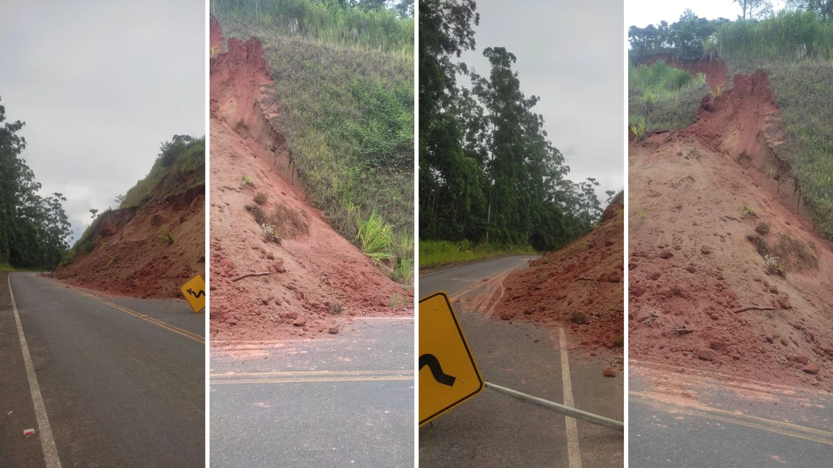 Deslizamento de terra interdita rodovia em Castelo 