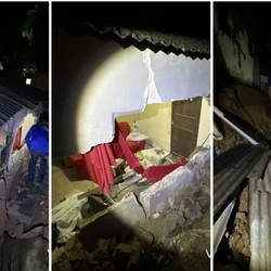 Parte do imóvel foi atingida na localidade de Morro da Formiga; Defesa Civil interditou a residência e família precisou deixar o local