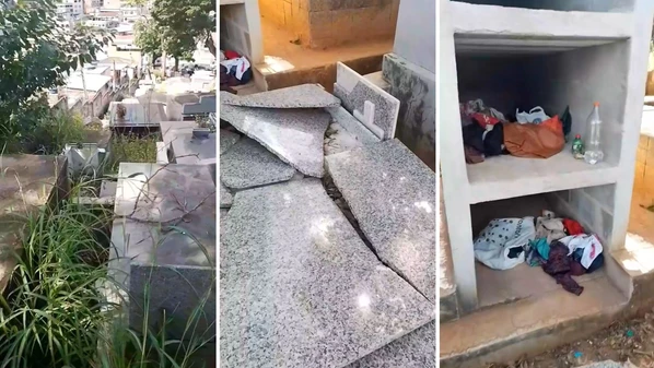 Segundo o autor das filmagens, as pessoas dormem dentro dos túmulos, sendo que vários deles continham roupas, sacolas e outros objetos