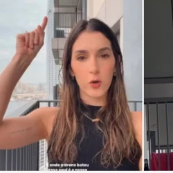 Jornalista Naiara Arpini gravou vídeo da varanda do apartamento e mostrou a proximidade com o edifício alvo do ataque iraniano. Autoridades dizem que não houve feridos; assista ao vídeo