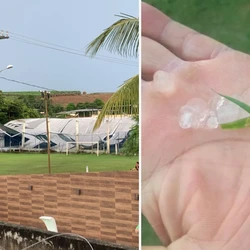 Telhado de uma quadra esportiva caiu na localidade de Brejo dos Patos, já em Canaã houve queda de árvores