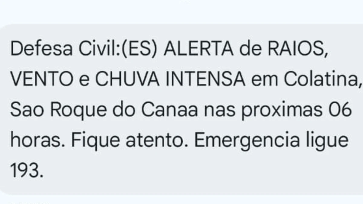 Alerta de chuva - Colatina e São Roque do Canaã