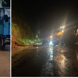 Águia Branca registrou 150 mm de chuva na noite de sábado (14), causando quedas de árvores, deslizamentos de terra e alagamento no Centro