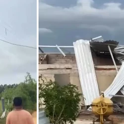 Fortes ventos atingiram localidades do interior do município. Formação de redemoinho na Lagoa Nova assustou os moradores