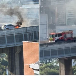 Motoristas que passaram pelo local informaram sobre o bloqueio nos dois sentidos da principal ligação entre Vitória e Vila Velha