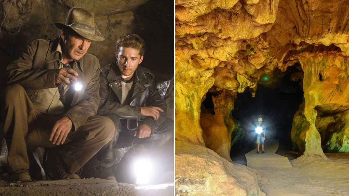 Filme Indiana Jones e o Reino da Caveira de Cristal (2008) e a Gruta do Limoeiro, em Castelo