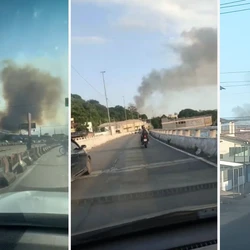 Incêndio em vegetação foi registrado na região de Jardim Marilândia na tarde desta terça-feira (17)