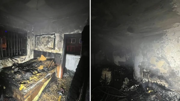 Fogo destruiu parte do imóvel e mobilizou bombeiros por cerca de duas horas na noite de terça-feira (17); suspeita é de curto-circuito