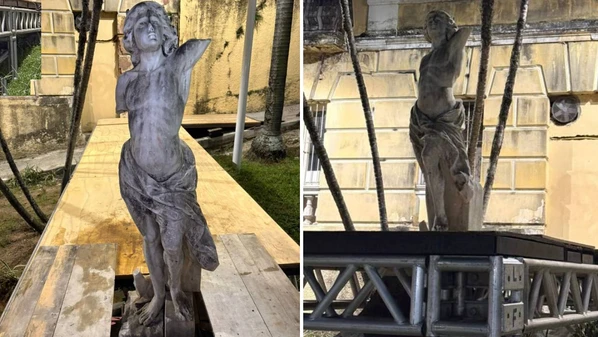 Peça que integrava um conjunto inaugurado em 1912 em frente à Escola Maria Ortiz foi localizada em uma casa, em Vila Velha, após muitas pesquisas e buscas feitas por um artista plástico e um historiador