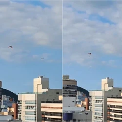 Flagrantes de parapentes "dividindo" o mesmo espaço com aviões não são incomuns e geram discussão  sobre a legalidade e segurança de voos tão próximos