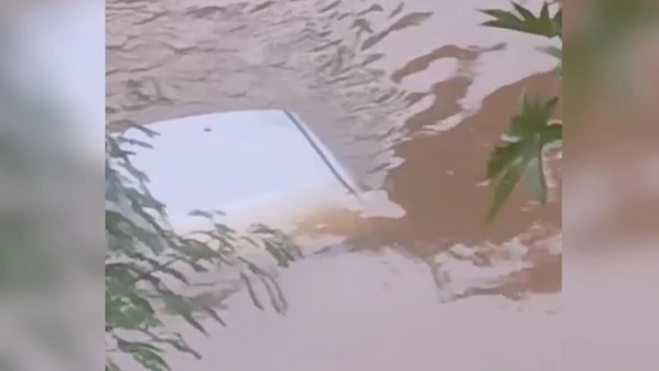 Condutor conseguiu sair sozinho do veículo e foi socorrido pelo Serviço de Atendimento Móvel de Urgência (Samu); fato ocorreu na tarde de quinta-feira (19)