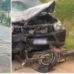 Josué da Silva Pereira, de 21 anos, estava com o irmão de 25 anos em uma motocicleta; condutor da Toyota Hilux ficou em estado de choque após a batida