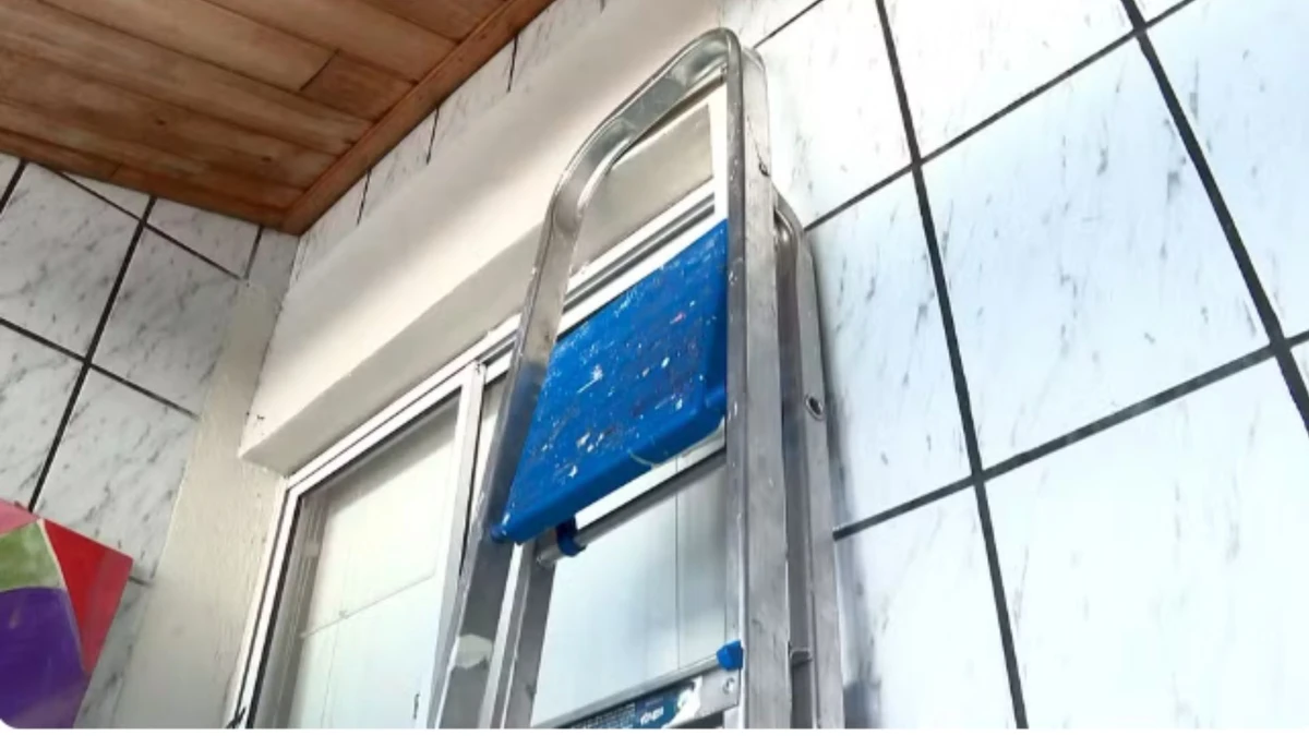 Escada usada pelo namorado para entrar na casa de Dayse Barbosa e matá-la, no Espírito Santo