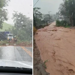 Município registrou 130mm em cerca de uma hora e o muro de uma desabou, o que fez com que a água inundasse uma escola; no interior, existe o risco de represas colapsarem