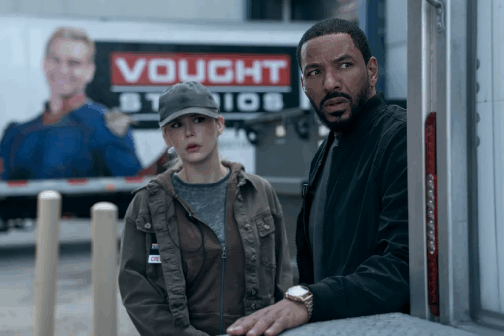 Em “The Boys”, Bruto e sua equipe tentam derrubar o regime dominado pelo Capitão Pátria enquanto o mundo entra em colapso (Imagem: Reprodução digital | Prime Video)