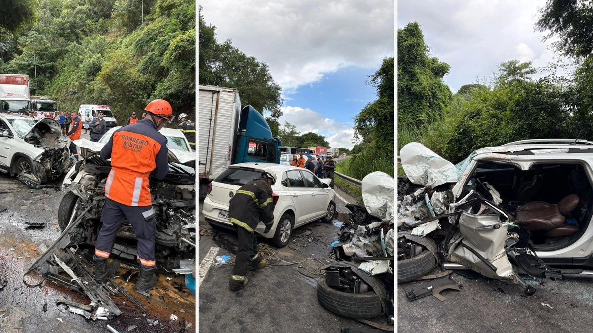 Acidente entre três veículos deixa uma pessoa ferida na BR 262 em Viana