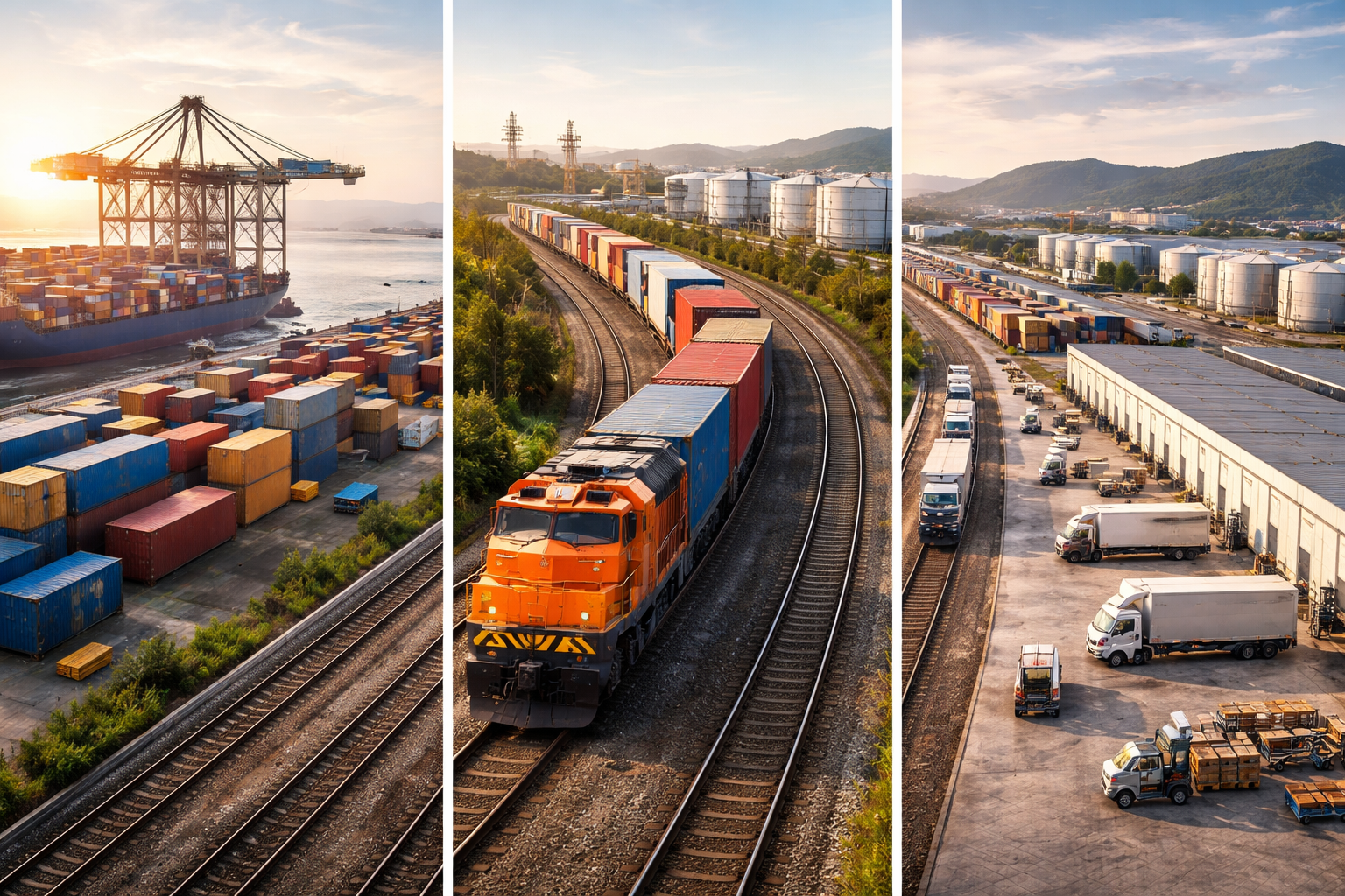 A expansão de portos, ferrovias e centros de distribuição coloca o Espírito Santo em posição estratégica para transformar logística em ganho de produtividade. Crédito: Imagem gerada pelo ChatGPT