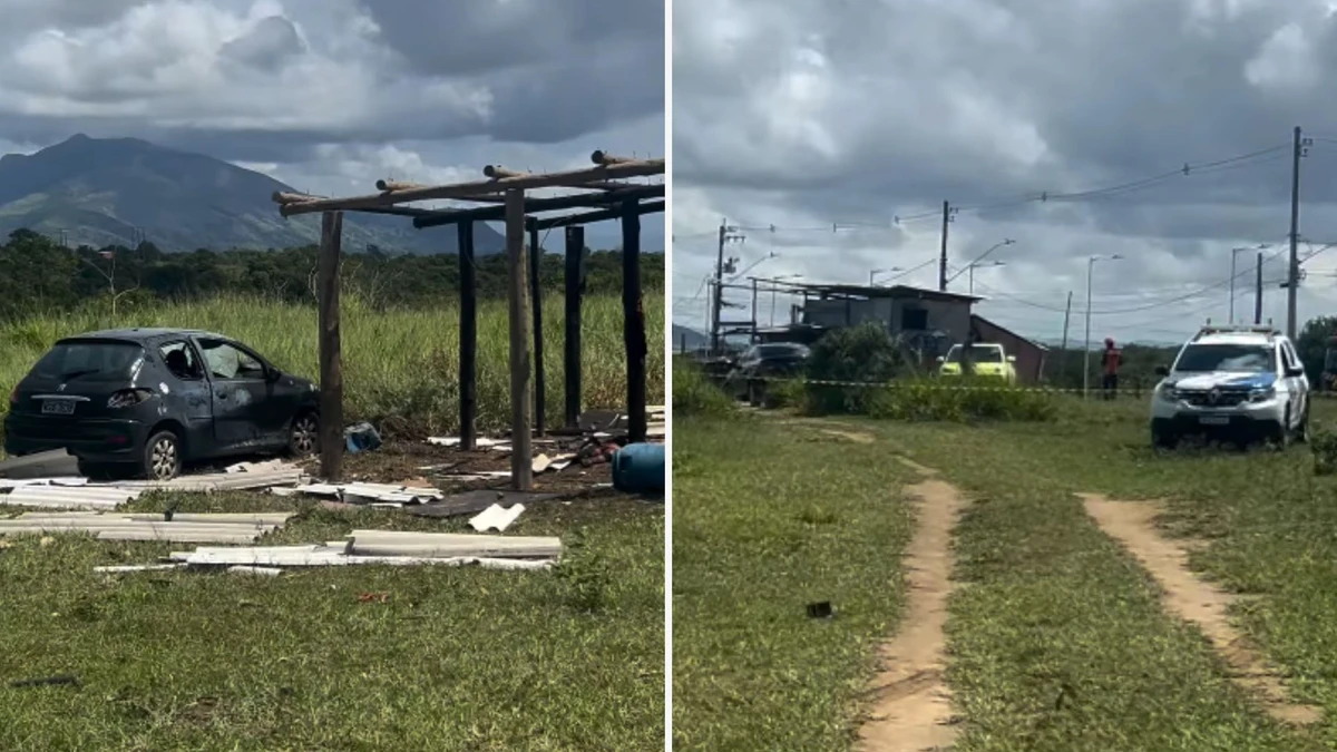 Uma explosão deixou uma pessoa morta, além de destruir um carro e um espaço em Porto Dourado, na Serra.