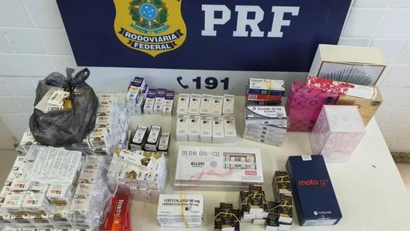 Casal foi detido na BR 101 e assumiu responsabilidade pela carga, que também incluía perfumes importados e hormônios