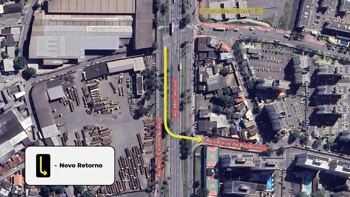 Motoristas que vem de Serra Sede terão um novo retorno para entrar no bairro Colina de Laranjeiras na altura do supermercado Atacadão
