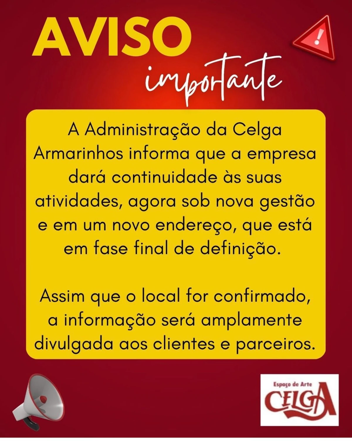O aviso da Celga nas redes sociais